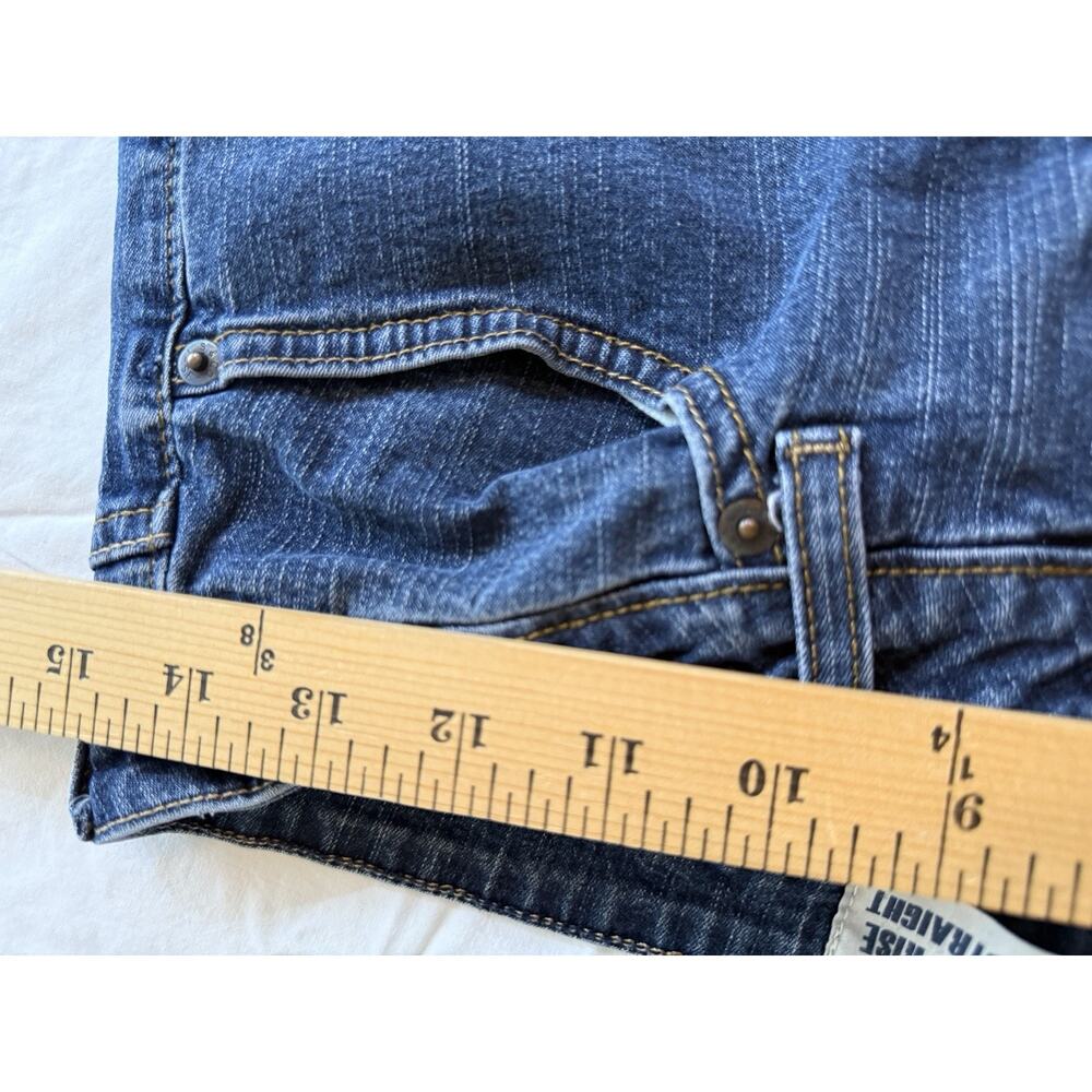 Levi Strauss Signature Mid Rise Straight Jeans Misses 12 Long Dark Wash 0163 - Picture 8 of 12